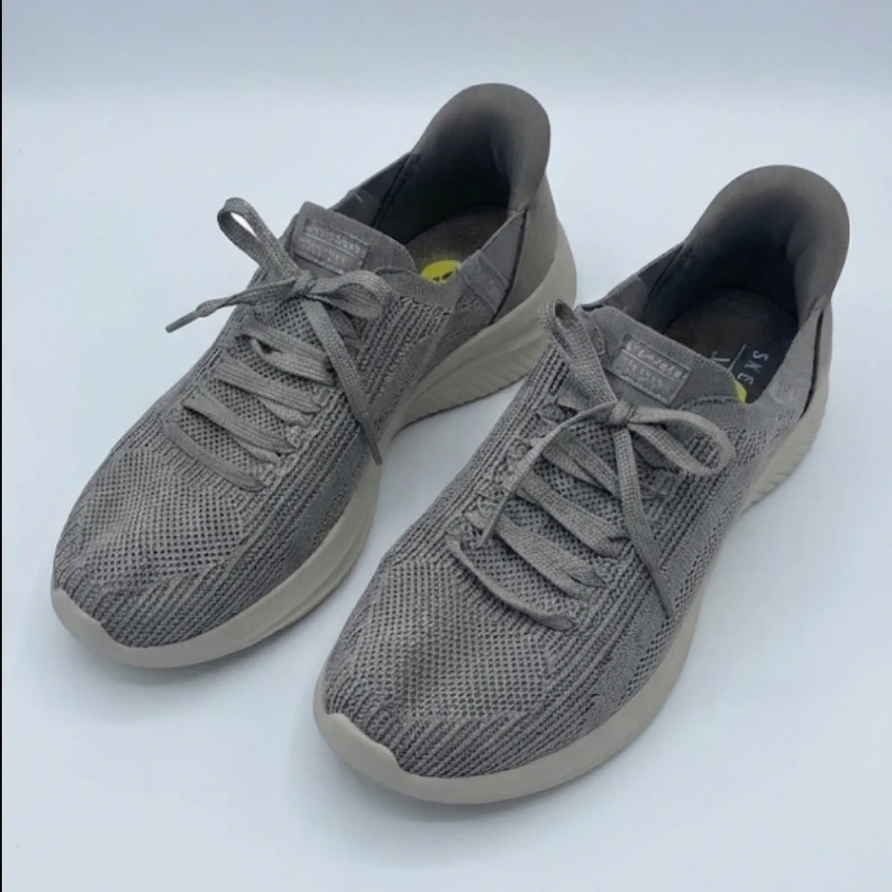 Skechers Womens Taupe Knit Sneakers